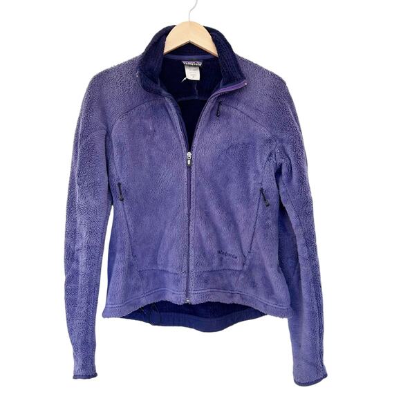Vintage Patagonia Purple Fuzzy Fleece Full Zip Jacket Sz M - Picture 1 of 5